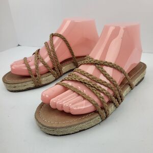 Madewell Sandals Bobbi Espadrille Woven Leather Cross Strap Flat Shoe